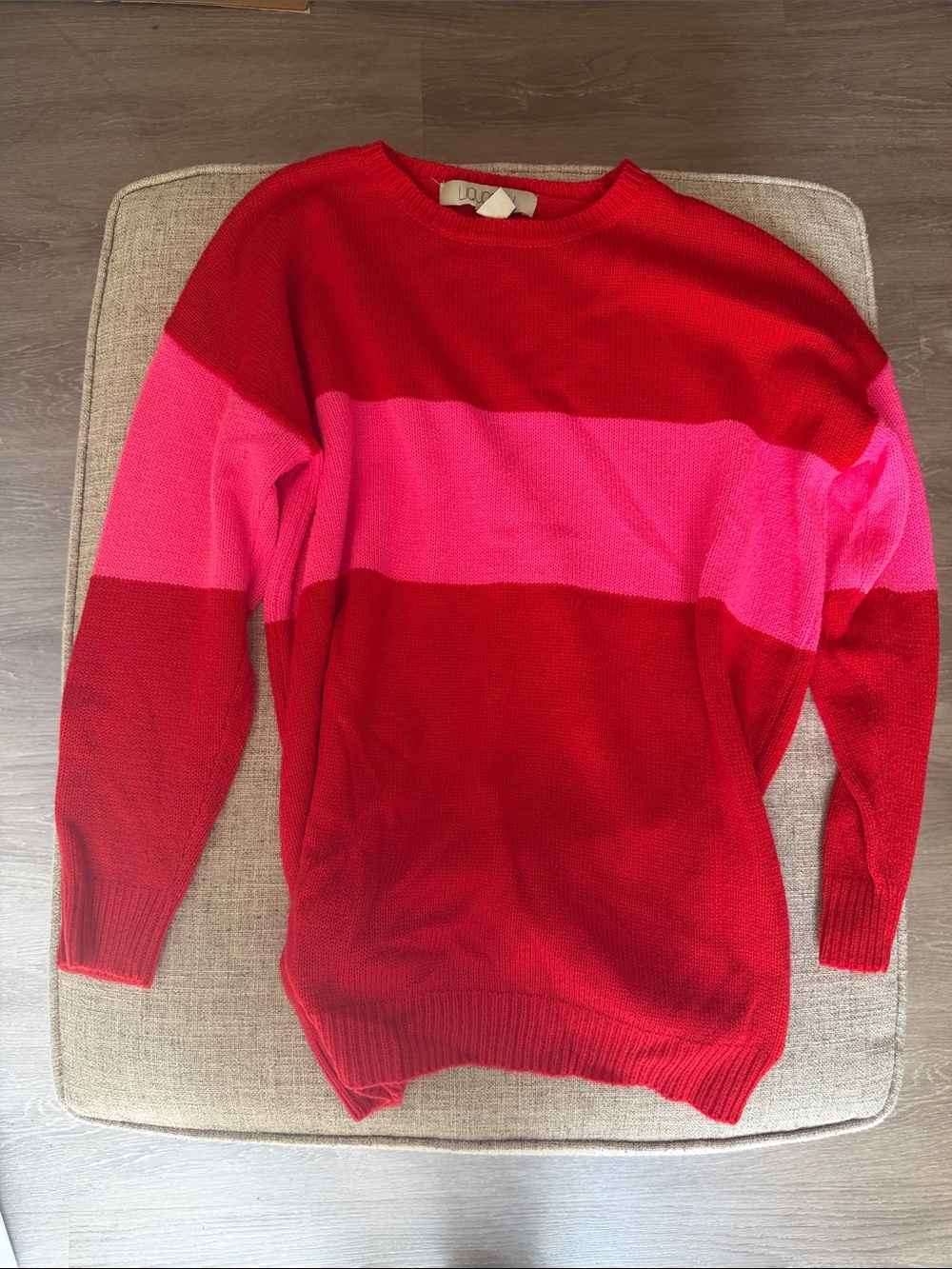 Striped Crewneck Sweater in Red and Pink